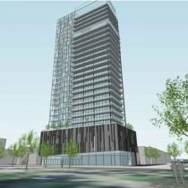 Proposed 28-story building at Martha/Lakeshore, subject of an OMB hearing in March 2016.